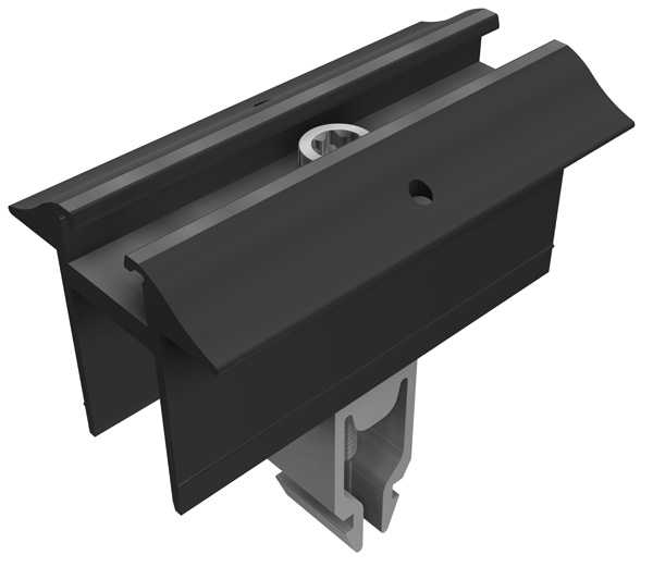 Mittelklemme Vario schwarz eloxiert m. Erdung